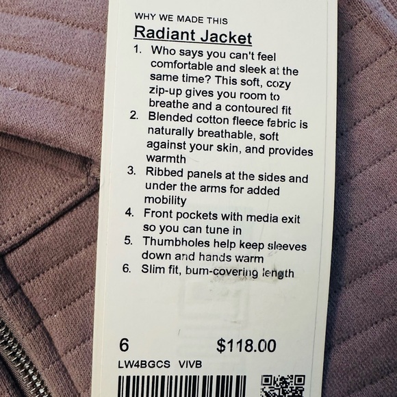 Lululemon Zip Up Radiant II Jacket Violet Verbena Womens M NWT EXPIRED COLOR! - Picture 11 of 12